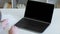 blank display virtual learning woman laptop black