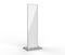 Blank Double sided outdoor advertising metallic back lit Poster stand Mock up. Curved  LED B Totem Poster Light Box. 3d render ill