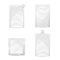 Blank Doypack Set Vector. Realistic White Doy-pack Food Or Drink Flexible Pouch. Blank Filled Retort Foil Flexible Pouch