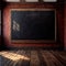 Blank, empty, blackboard for written message, in retro vintage classroom