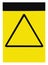 Blank empty customizable yellow black triangle general caution warning attention sign label, large detailed isolated vertical