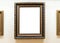 Blank empty frames hanging on museum wall. Art gallery, museum exhibition white clipping path