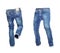 Blank empty jeans pants frontside and backside in moving