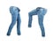 Blank empty jeans pants leftside and rightside in moving