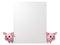 Blank empty poster canvas with cartoon smiling piglet on white background with CLIPPING PATH, 3d rendering