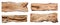 Blank empty wooden curve rustic driftwood signage sign board plank wood on transparent background cutout, PNG file. Many assorted