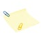 Blank empty yellow post-it sticky note sticker to-do list blue paperclips isolated copy space