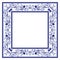Blank Frame with blue boho floral ornament with roses.