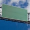 Blank freeway sign in blue cloudy sky