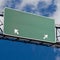 Blank freeway sign in blue cloudy sky