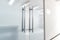 Blank glass door with metal handles mock up,