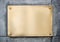 Blank gold or brass metal sign or nameboard on