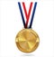 Blank gold medal with tricolor ribbon