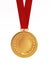 Blank golden medal with ribbon for first place
