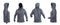 Blank gray hoodie with raised hood leftside, rightside, frontside and backside isolated