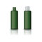 Blank green clear cosmetic round bottle with grooved lid for beauty product packaging.