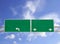 Blank Green Road Sign on Dramatic Blue Sky with Clouds