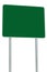 Blank Green Road Sign Isolated, Large Perspective Copy Space, White Frame Roadside Signpost Signboard Pole Post Empty Signage