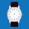 Blank hand watch face vector on blue background