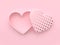Blank heart box open pink background valentine concept 3d render