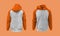 Blank hooded sweatshirt mockup for print, isolated on orange background