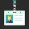 Blank id badge, name tag holder with avatar