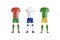 Blank italy, brazil and netherlands team soccer uniform mockup, isolated