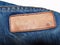 Blank jeans leather label on jean fabric