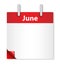 Blank June Date Over White