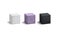 Blank knitted black, white and purple cube mockup set