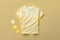 A blank light yellow polo T shirt, mock up style. AI Generated