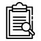 Blank and magnifier icon, outline style