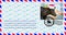 Blank mailing envelope with a stamp depicting a bull wearing a Santa Claus hat. Content for the designer