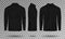 Blank male black shirt template. Realistic Men shirt with long sleeves front, side, back view. Casual Cotton Shirt