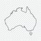 Blank Map of Australia. Thin line Australia map a transparent background.