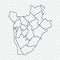 Blank map Burundi. High quality map of Burundi  with provinces on transparent background for your web site design, logo, app, UI.