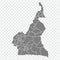 Blank map  of Cameroon  in gray. Municipalities of Cameroon map. High detailed gray vector map of Cameroon on transparent backgrou