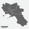 Blank map Campania of Italy. High quality map Region Campania with municipalities on transparent background