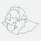 Blank map Ethiopia. High quality map Federal Democratic Republic of Ethiopia with provinces on transparent background for your web