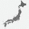 Blank map of Japan. Map Prefectures of Japan. High detailed gray vector map State of Japan on transparent background for your web