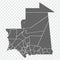 Blank map Mauritania in gray. High quality map Departments of Mauritania on transparent background