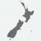 Blank map of  New Zealand. Districts of  New Zealand map. High detailed gray vector map of  New Zealand on transparent background