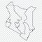 Blank map Republic of Kenya. High quality map of  Kenya with provinces on transparent background for your web site design, logo, a