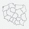 Blank map Republic of Poland. High quality map of  Poland with provinces on transparent background for your web site design, logo,