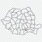 Blank map of Romania. High quality map of  Romania with provinces on transparent background for your web site design, logo, app, U
