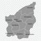 Blank map San Marino in gray. Every region map is with titles. High quality map Republic of San Marino with  municipalities on tra