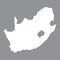 Blank map South Africa. High quality map of South Africa on gray background.