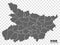 Blank map State Bihar of India. High quality map Bihar with municipalities on transparent background