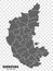 Blank map State Karnataka of India. High quality map Karnataka with municipalities on transparent