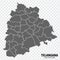 Blank map State Telangana of India. High quality map Telangana with municipalities on transparent background